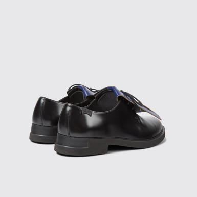 Back view of Twins Black and blue leather shoes for women