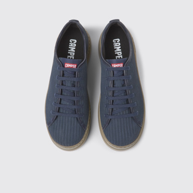 Overhead view of Runner Up Blue recycled leather sneakers for women