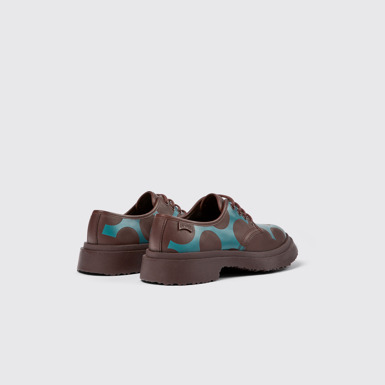 Back view of Twins Burgundy and blue leather shoes for women
