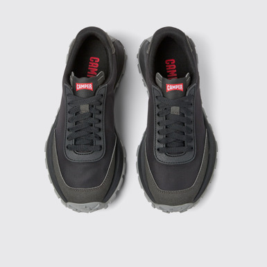 Overhead view of Drift Trail Black textile and nubuck sneakers for women
