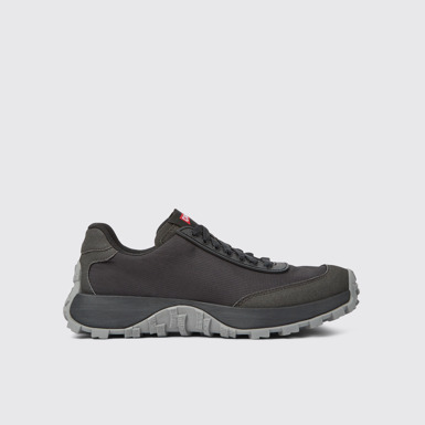 Side view of Drift Trail Black textile and nubuck sneakers for women