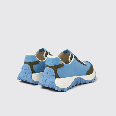 Back view of Drift Trail Blue textile and nubuck sneakers for women