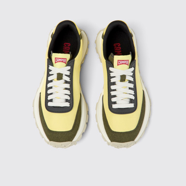 Overhead view of Drift Trail Yellow textile and nubuck sneakers for women