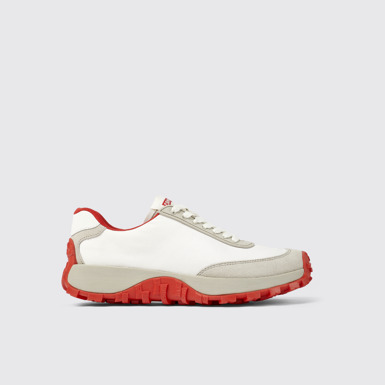 Side view of Drift Trail VIBRAM White recycled PET and nubuck sneakers for women
