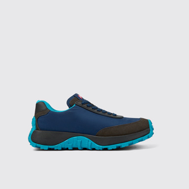 Side view of Drift Trail VIBRAM Blue recycled PET and nubuck sneakers for women