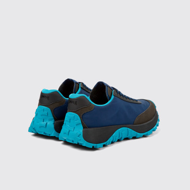 Back view of Drift Trail VIBRAM Blue recycled PET and nubuck sneakers for women