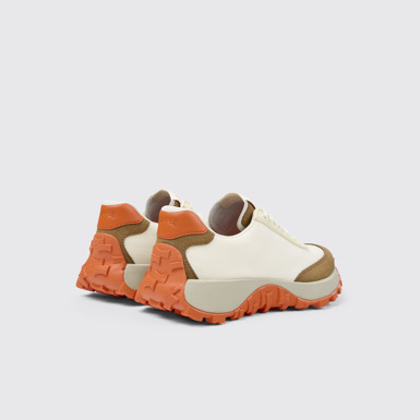 Back view of Drift Trail VIBRAM White textile and nubuck sneakers for women