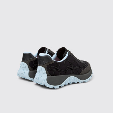 Back view of Drift Trail VIBRAM Black textile and nubuck sneakers for women