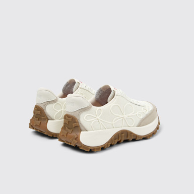 Back view of Drift Trail VIBRAM White textile and nubuck sneakers for women