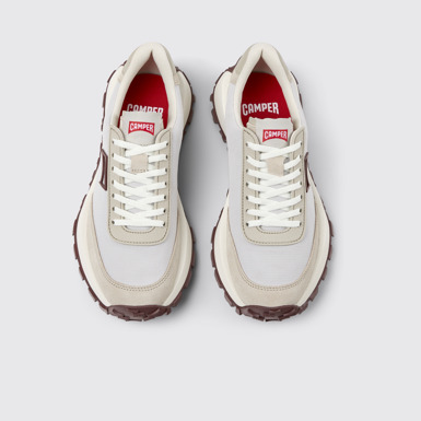 Overhead view of Drift Trail Gray Textile and Leather Nubuck Sneakers for Women.