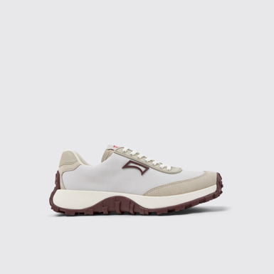 Side view of Drift Trail Gray Textile and Leather Nubuck Sneakers for Women.