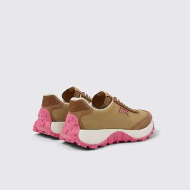 Back view of Drift Trail Brown Textile and Nubuck Leather Sneakers for Women.