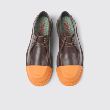 Overhead view of Junction Brown leather shoes for women