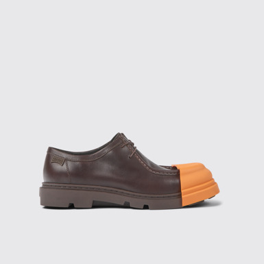 Side view of Junction Brown leather shoes for women