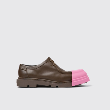 Side view of Junction Brown leather shoes for women