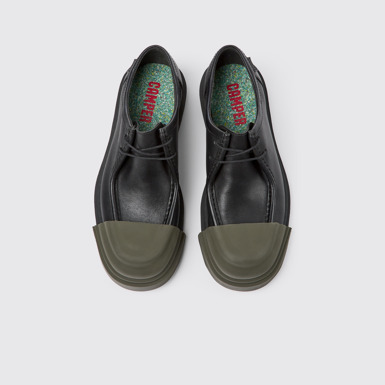 Overhead view of Junction Black responsibly raised leather shoes for women