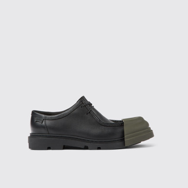 Side view of Junction Black responsibly raised leather shoes for women