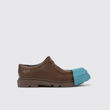 Side view of Junction Brown responsibly raised leather shoes for women