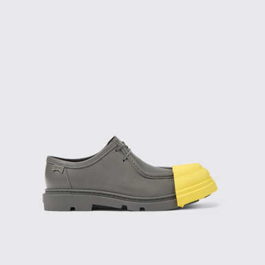 Side view of Junction Gray responsibly raised leather shoes for women