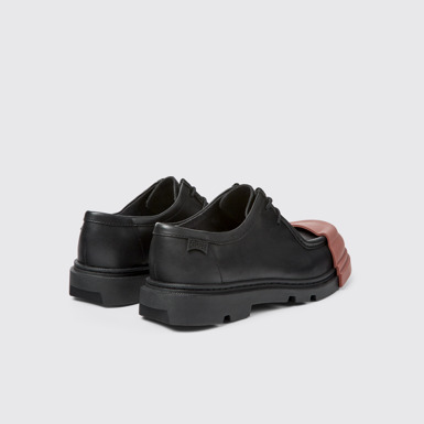 Back view of Junction Black Leather Wallabee Shoe for Women