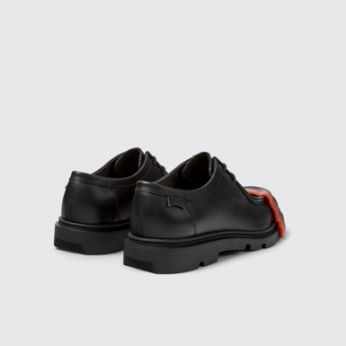 Back view of Junction Black Leather Women's Shoe.