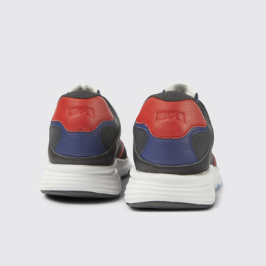 Back view of Drift Black and red textile and leather sneakers for women
