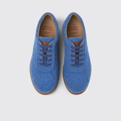 Overhead view of Pelotas Blue wool and viscose sneakers