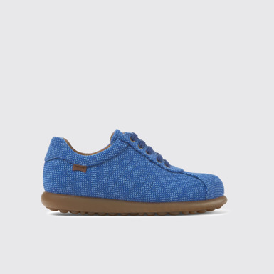 Side view of Pelotas Blue wool and viscose sneakers