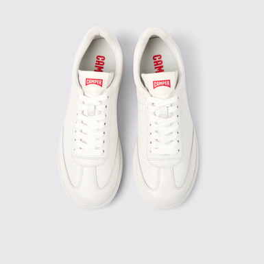 Overhead view of Pelotas XLite White leather sneakers for women