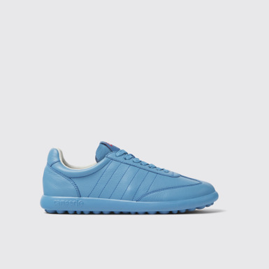 Side view of Pelotas XLite Blue leather sneakers for women