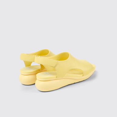 Back view of Balloon Yellow leather sandals for women