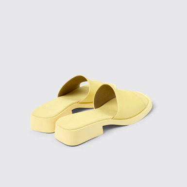 Back view of Dana Yellow leather sandals for women