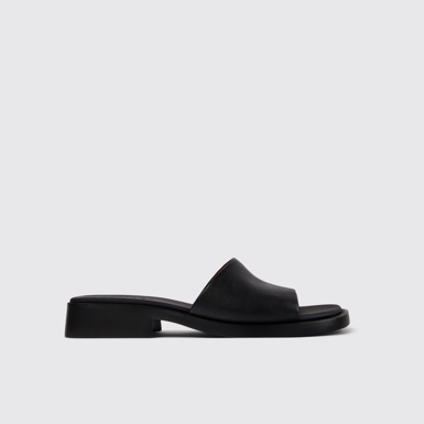 Side view of Dana Black Leather Slide for Women