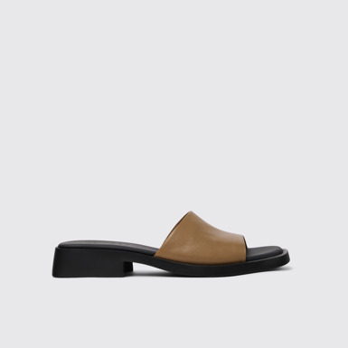 Side view of Dana Brown Leather Slide for Women