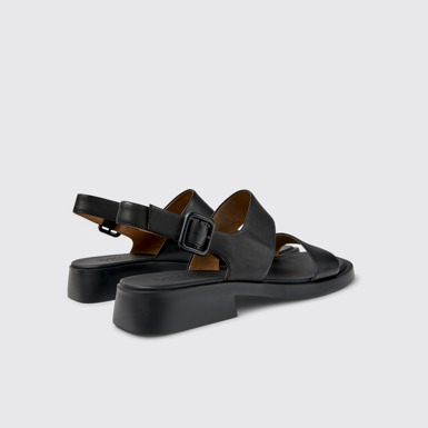 Back view of Dana Black Leather Sandals for Women.