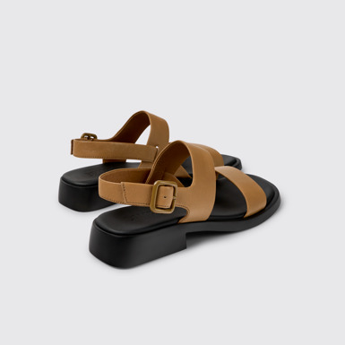 Dana Braune Damensandalen aus Leder mit Doppelriemen