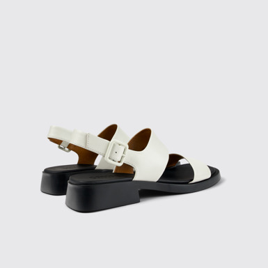 Back view of Dana White Leather Sandals for Women.