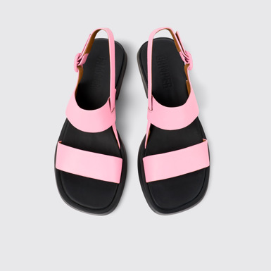 Overhead view of Dana Pink Leather 2-Strap Sandal for Women