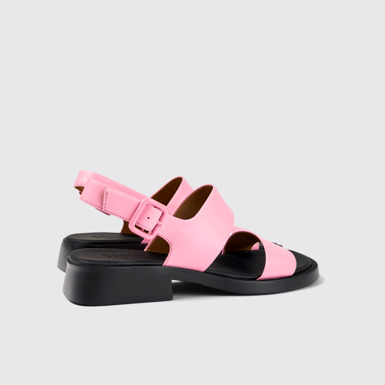 Back view of Dana Pink Leather 2-Strap Sandal for Women