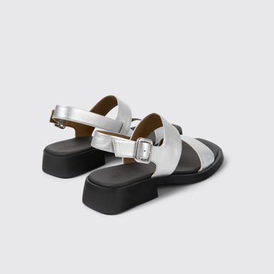 Back view of Dana Gray Leather Sandals for Women.