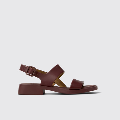 Dana Sandales en cuir bordeaux Pour femme.