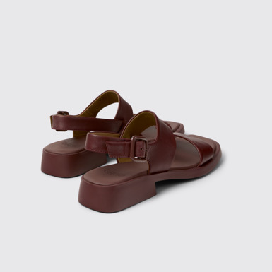 Dana Sandales en cuir bordeaux Pour femme.