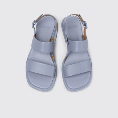 Overhead view of Dana Blue Leather Sandals for Women.