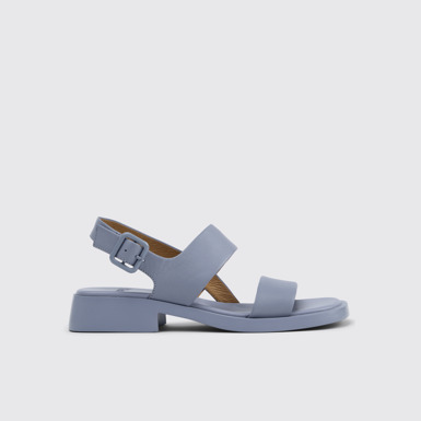 Side view of Dana Blue Leather Sandals for Women.