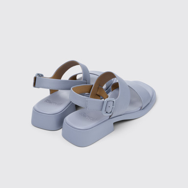 Back view of Dana Blue Leather Sandals for Women.