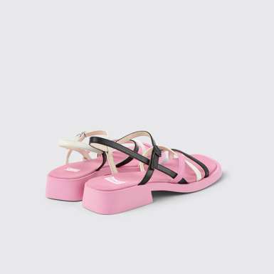 Back view of Twins Multicolored leather sandals for women