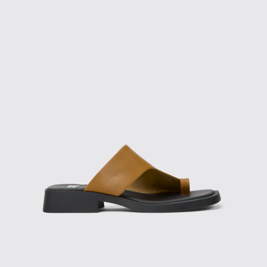 Side view of Twins Brown leather sandals for women