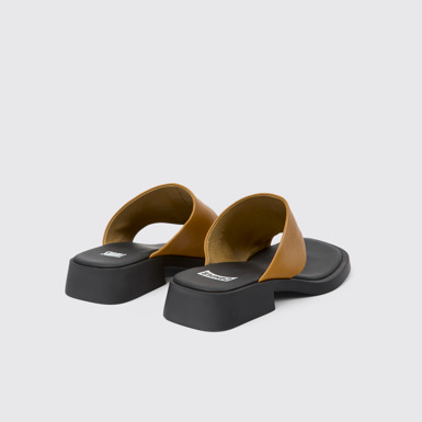 Back view of Twins Brown leather sandals for women