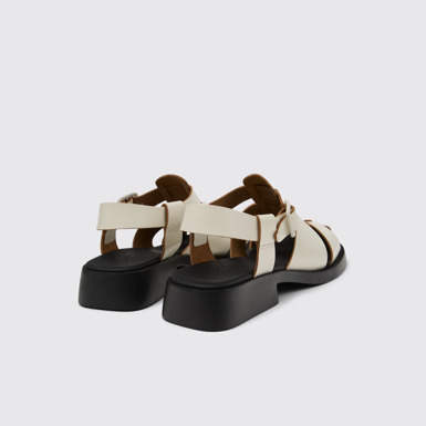 Dana Sandalia de piel blanca para mujer