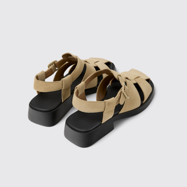 Back view of Dana Beige Nubuck Sandals for Women.